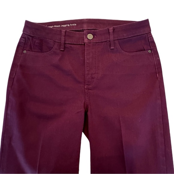 NWOT Talbots Size 4 High Waist Ankle Jegging Rich Burgundy Comfort Stretch Denim - Picture 2 of 8